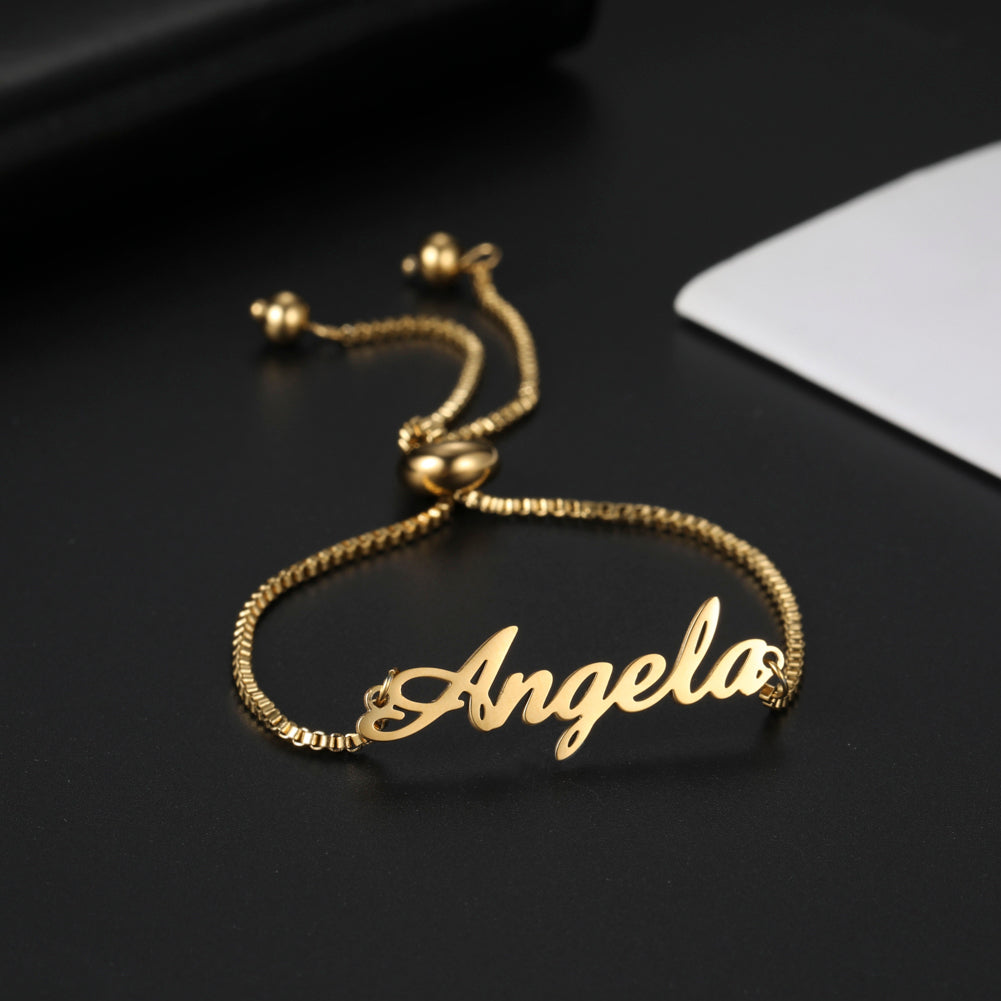 Personalised Name Bracelet Gold Box Chain