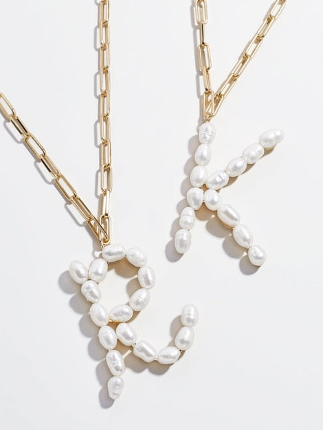 Large Pearl Initials Necklace