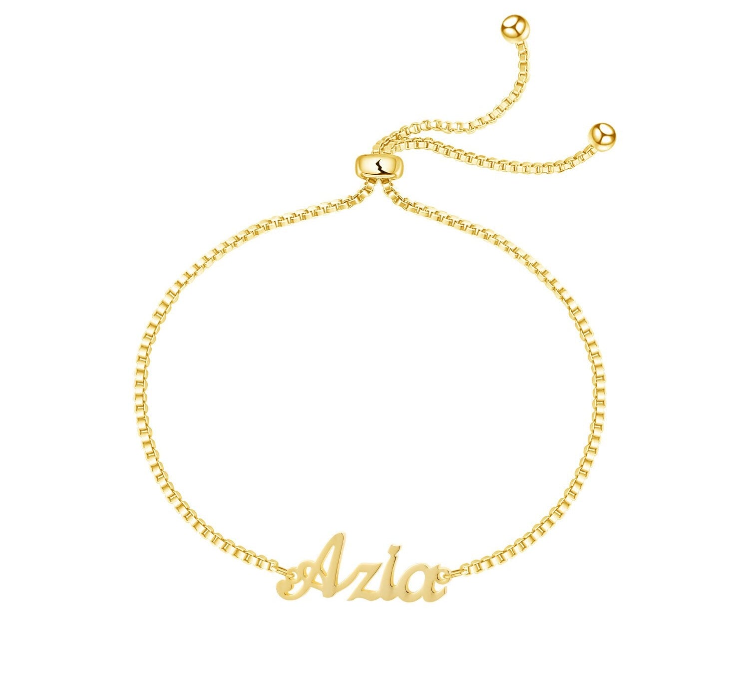Personalised Name Bracelet Gold Box Chain