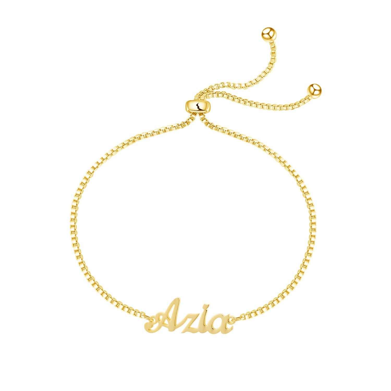 Personalised Name Bracelet Gold Box Chain
