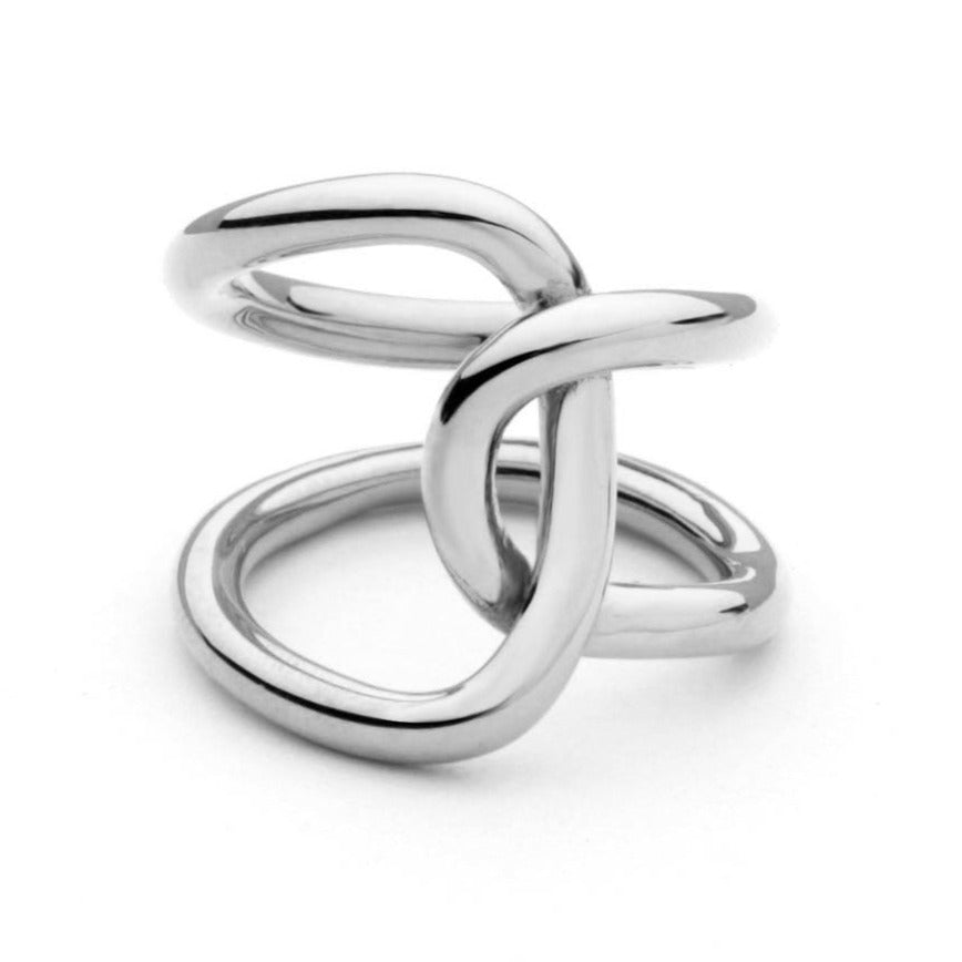 silver trendy cocktail ring