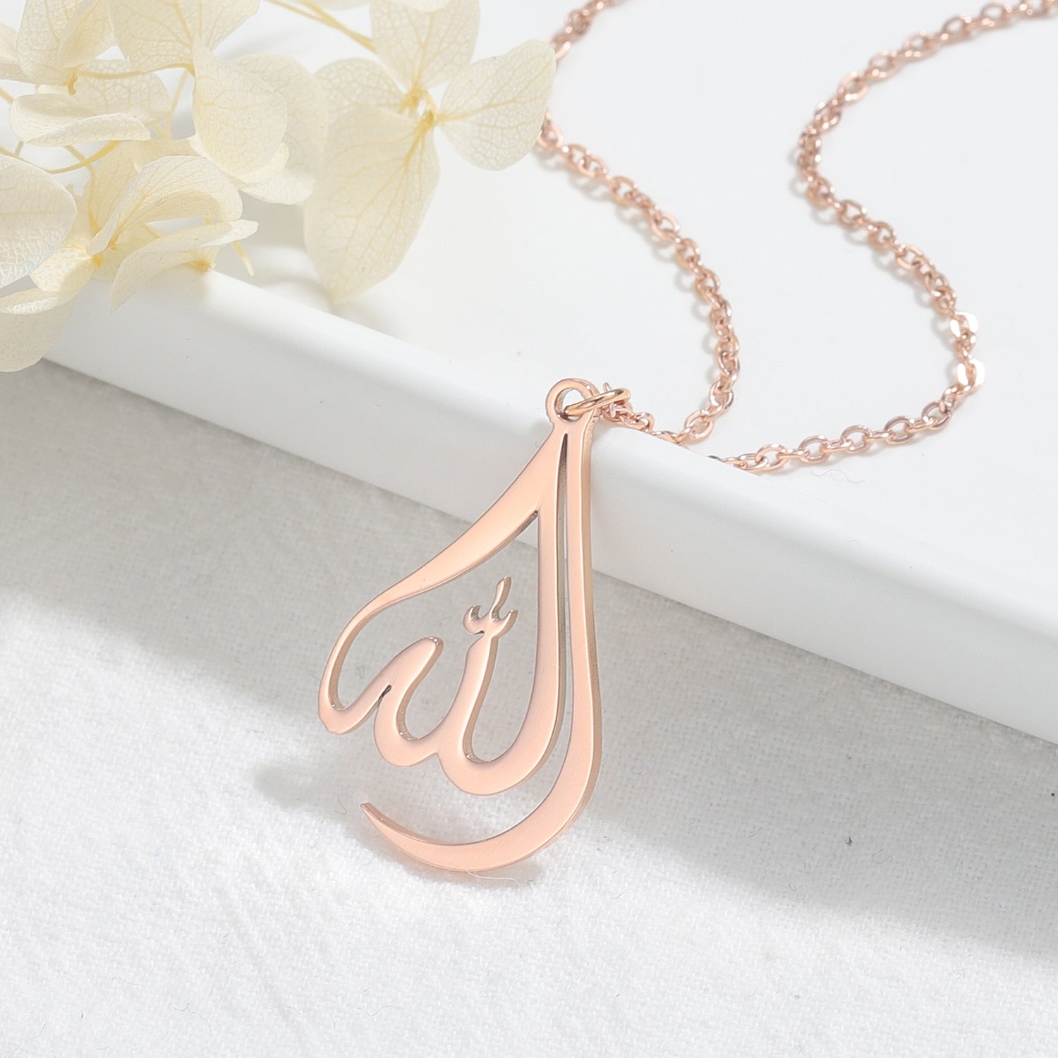 Buy Allah Necklace Solid Gold Allah Pendant. 14k, 18k Yellow, Rose, White  Gold, Platinum. Custom Arabic Script, Calligraphy Online in India - Etsy