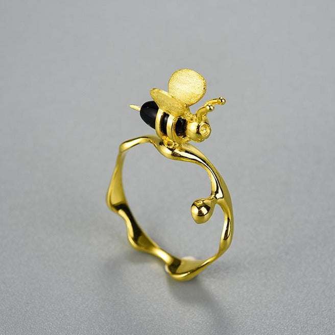 Honey Bee Ring - Gold Vermeil 925 Sterling Silver 