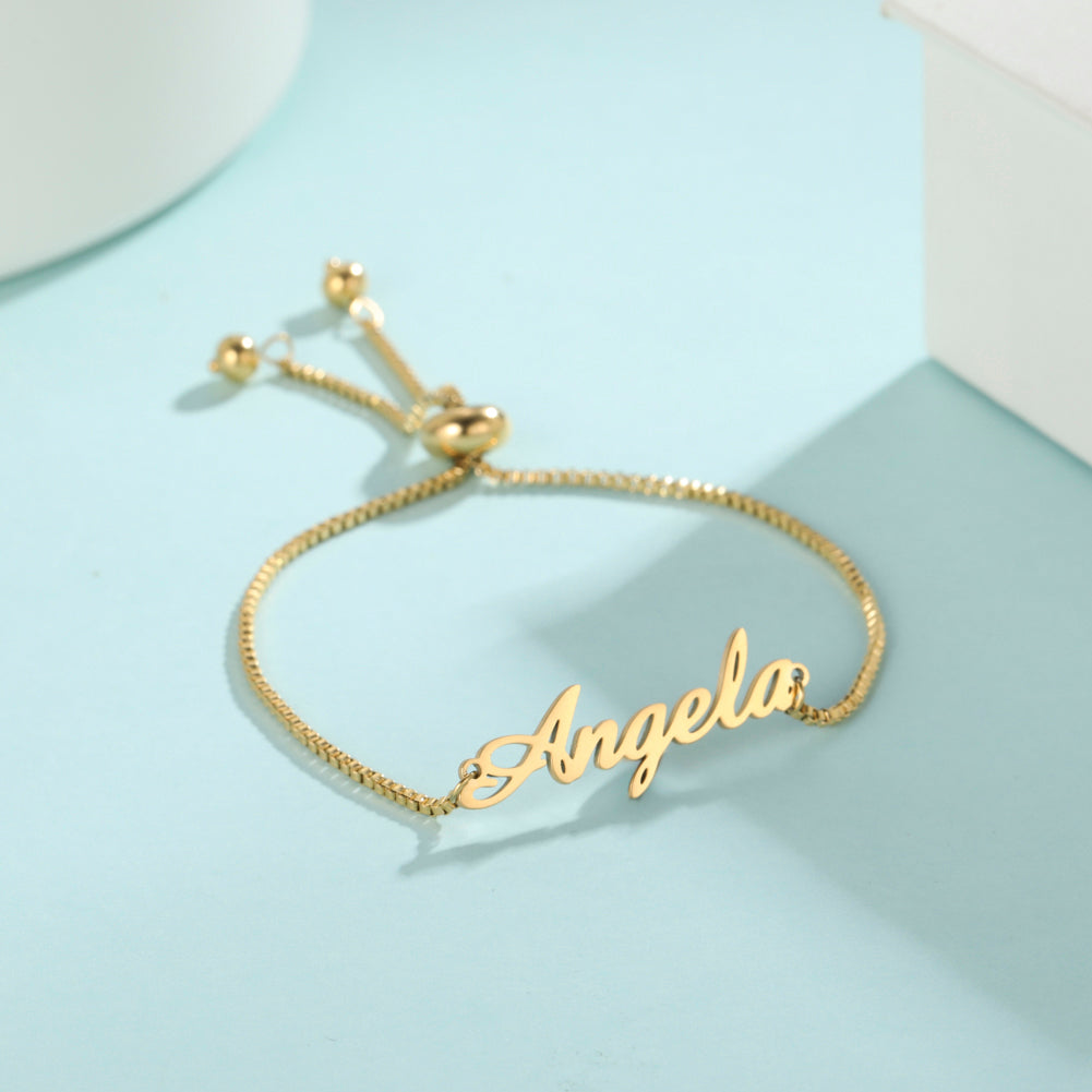 Personalised Name Bracelet rose Gold Box Chain