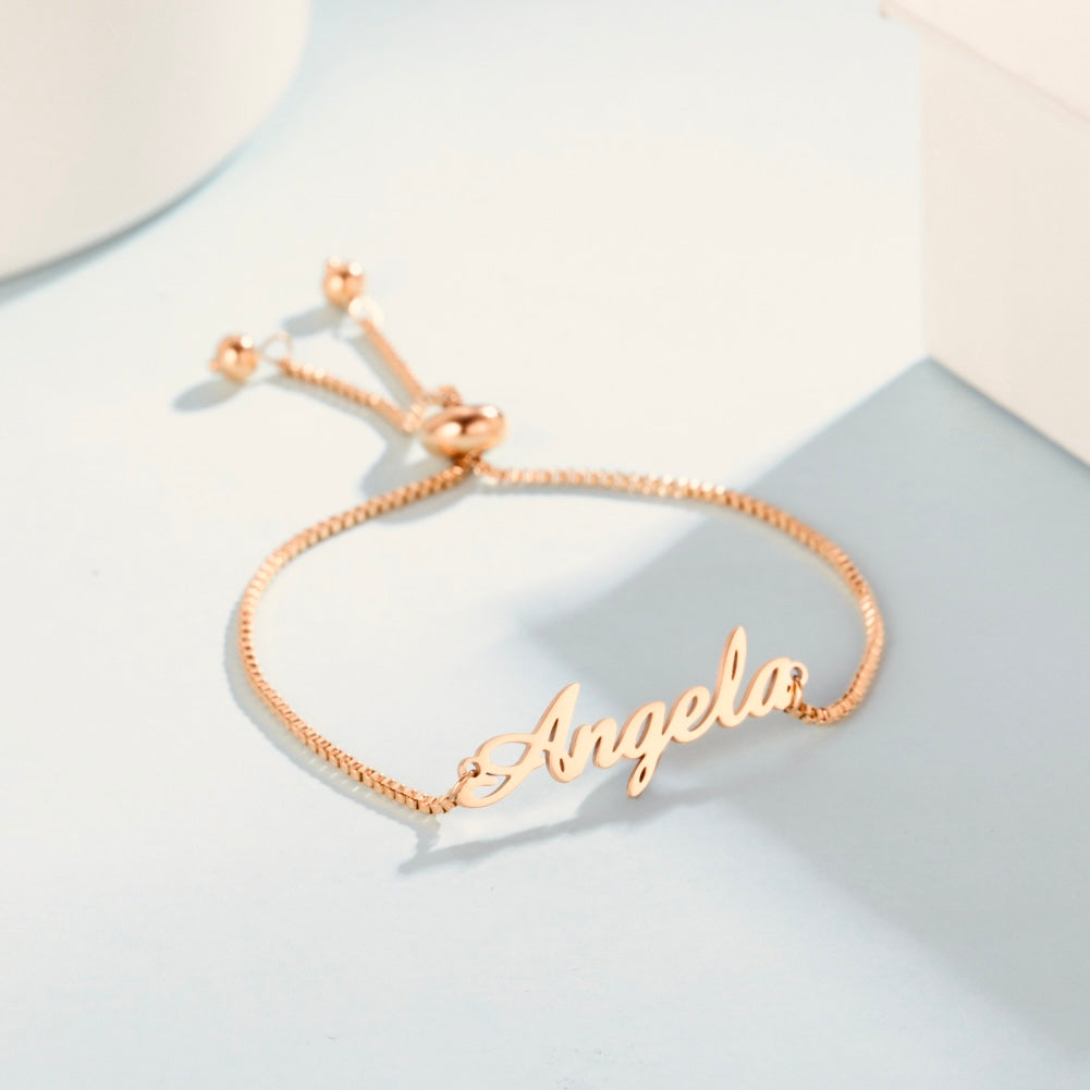 Personalised Name Bracelet Gold Box Chain
