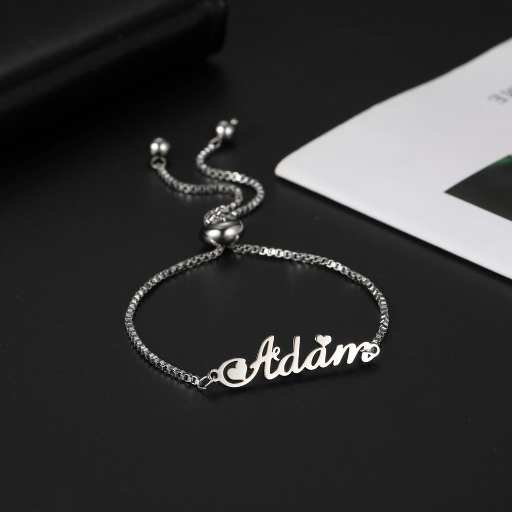 Personalised Name Bracelet Box Chain silver