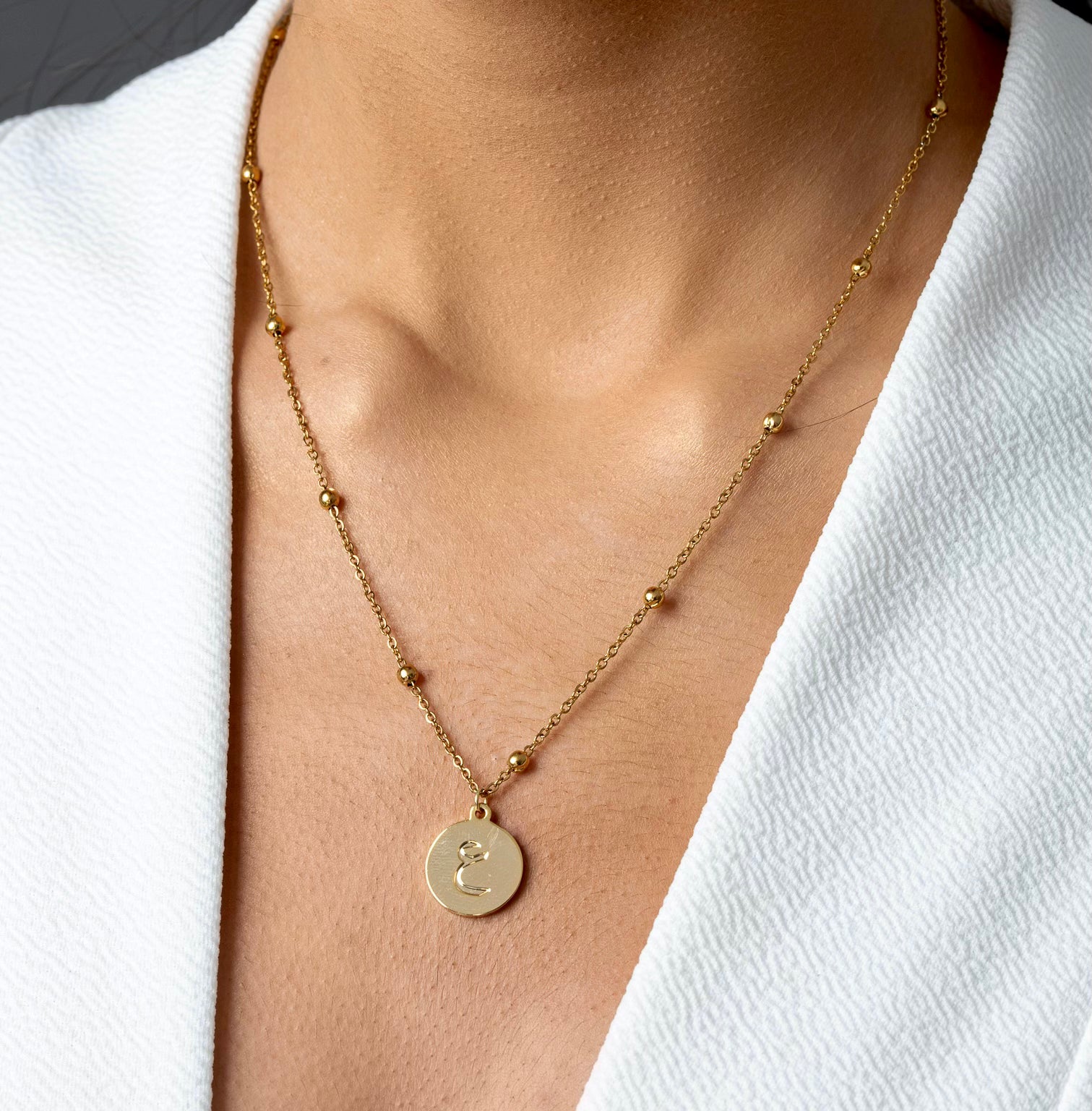 custom arabic initials pendant necklace