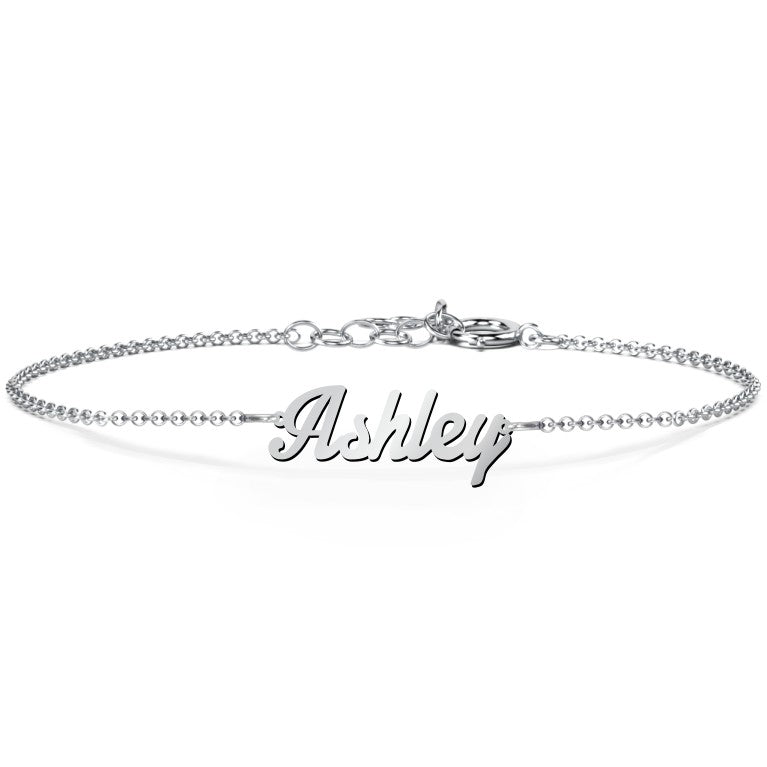 personalised custom name bracelet silver