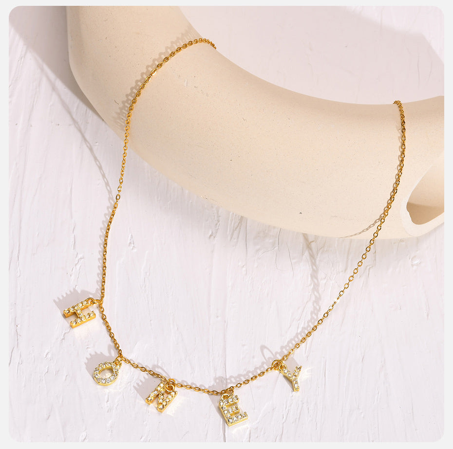  Personalised Crystal Initials Letters Necklace