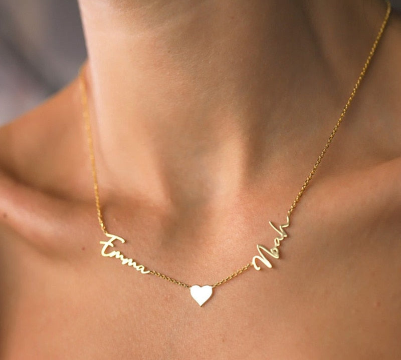 Personalised Two Names with Heart Necklace