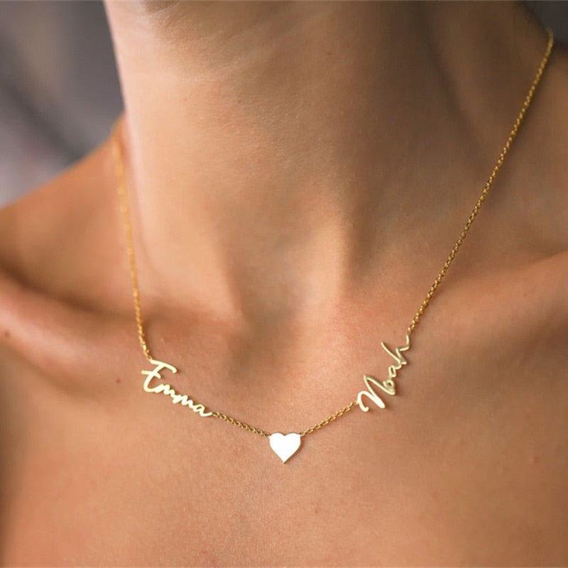 Personalised Two Names with Heart Necklace