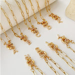Initial Crystal Letter Necklace with Paper Clip Chain