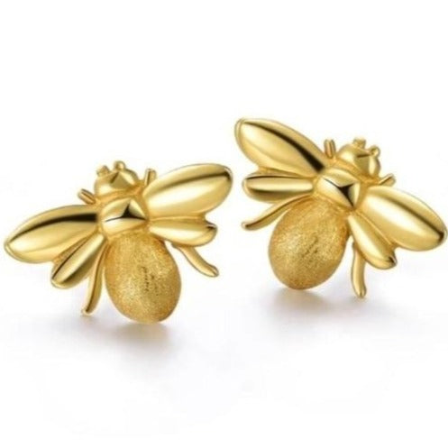 gold bee stud earrings handmade uk