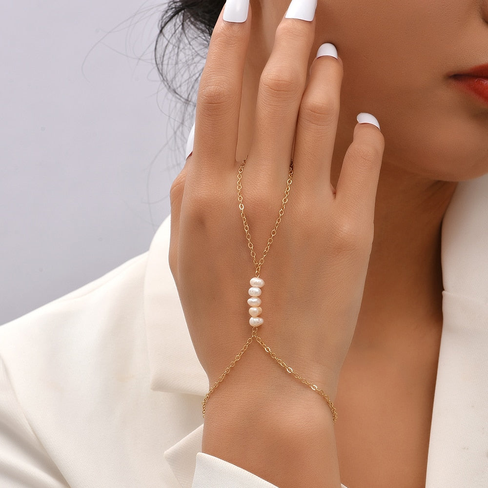 Hand Chain Finger Ring Bracelet for Women 