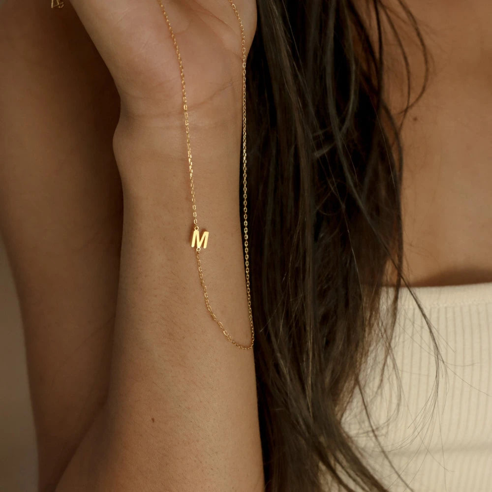 Personalised Sideways Initial Letter Necklace