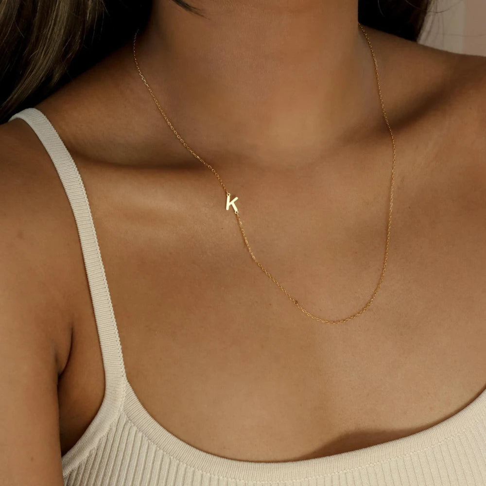 Personalised Sideways Initial Letter Necklace