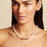 Personalised Pearl Name Necklace - 18ct Gold Plated Custom Necklace
