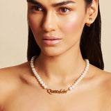 Personalised Pearl Name Necklace - 18ct Gold Plated Custom Necklace
