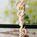 Personalised Vertical Nameplate Necklace rose gold