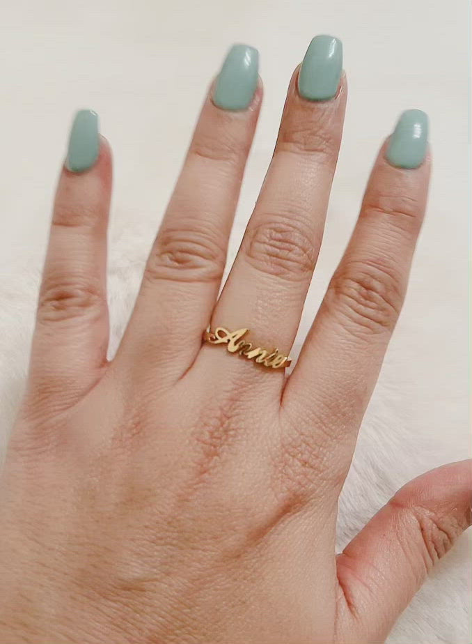 personalised custom name ring gold