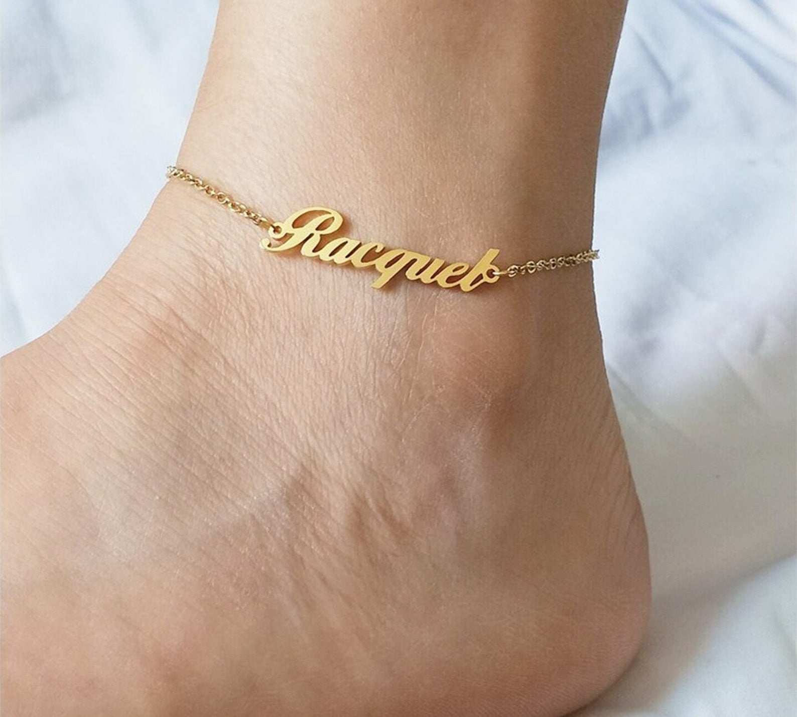 personalised name anklet gold