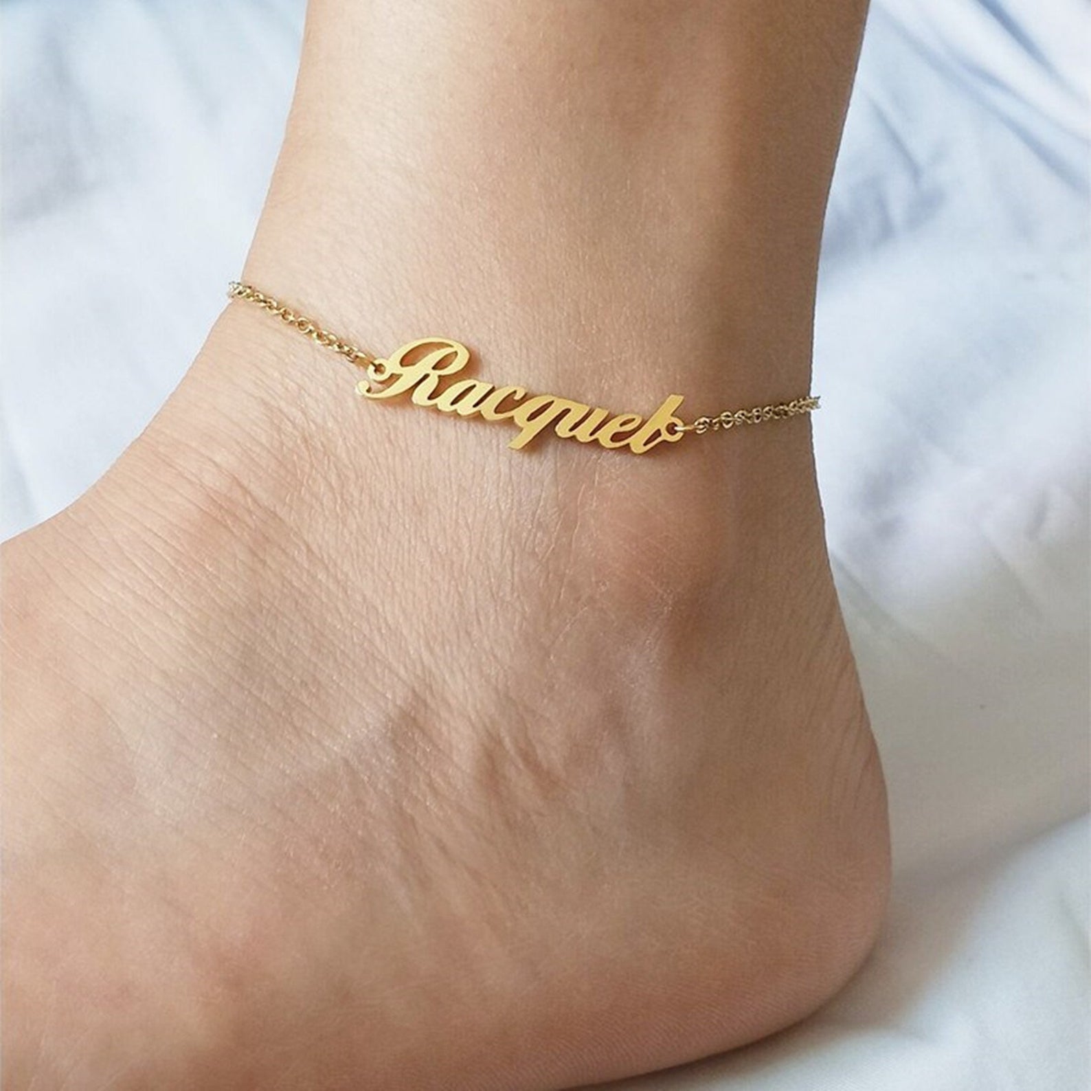 personalised name anklet gold