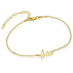 personalised name anklet gold