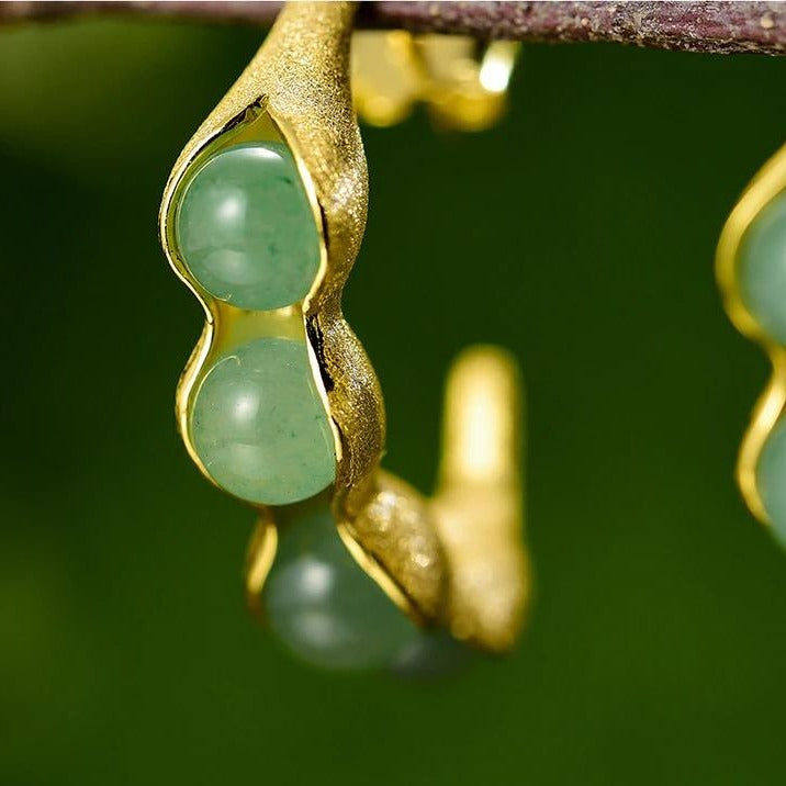 green aventurine gold stud earrings handmade