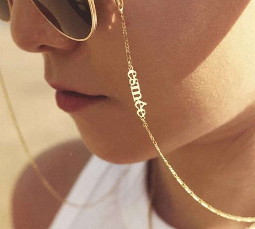 Personalised Name Eye Glasses Sunglasses spectacles chain
