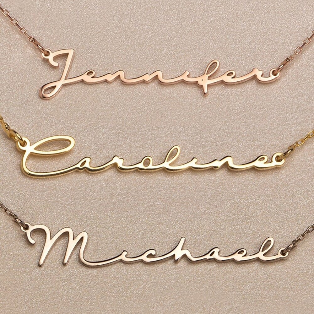 Personalised Signature Handwriting Necklace - 18ct Gold Plated 