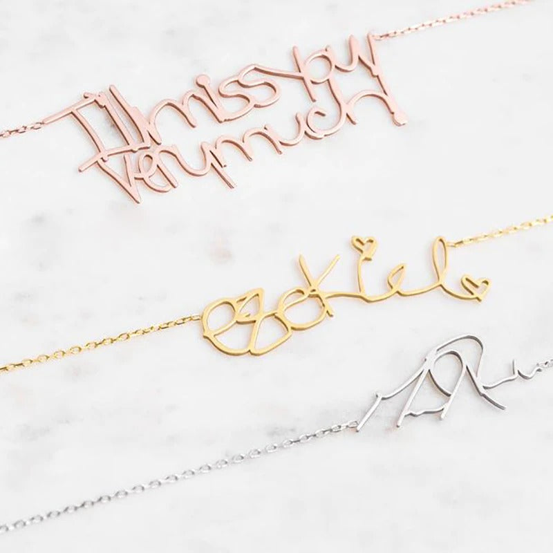 Personalised Signature Handwriting Necklace - 18ct Gold Plated 
