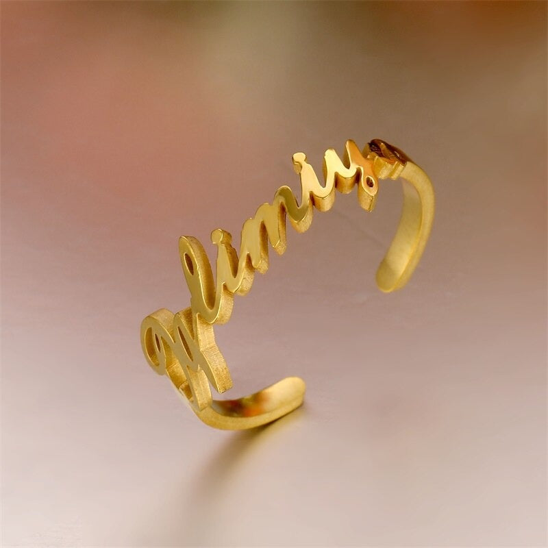 personalised custom name ring gold