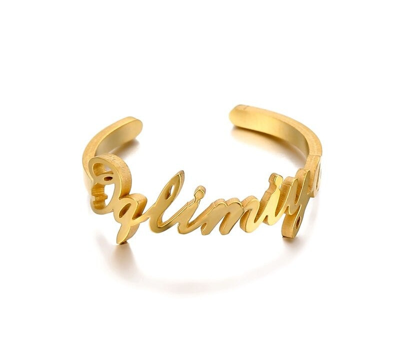 personalised custom name ring gold