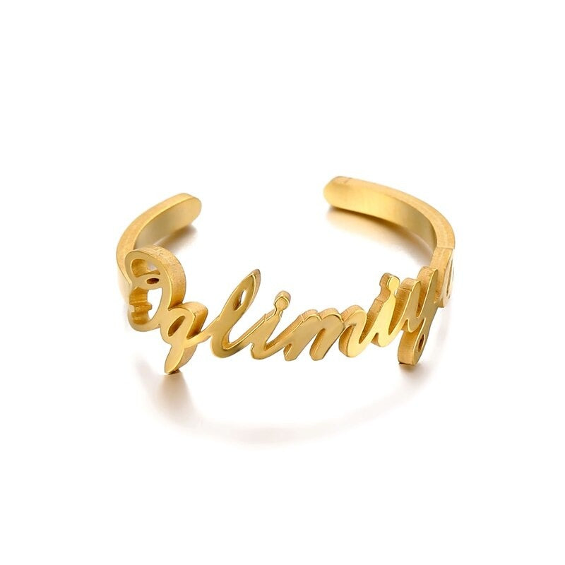 personalised custom name ring gold