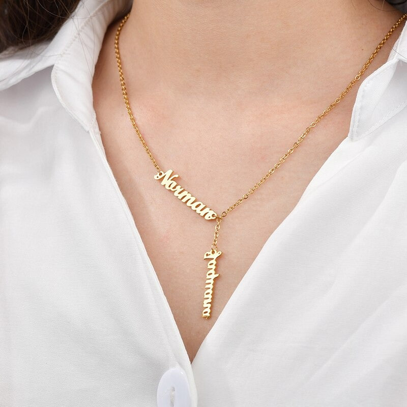 personalised two name necklace 
