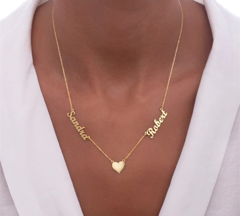 Personalised Two Names with Heart Necklace