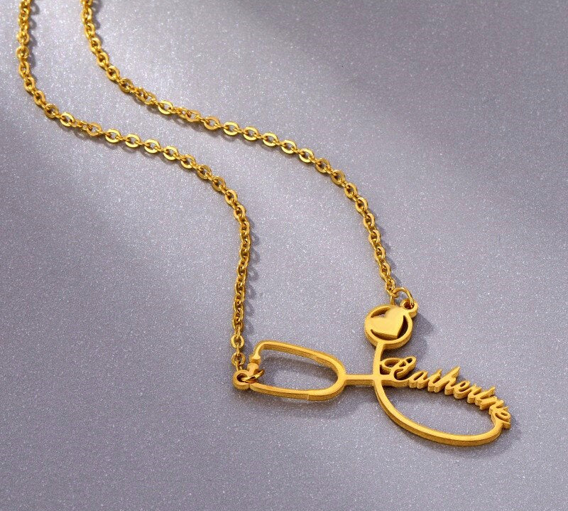 Custom Stethoscope Name Necklace - Medical Student, Doctor, Nurse, NHS