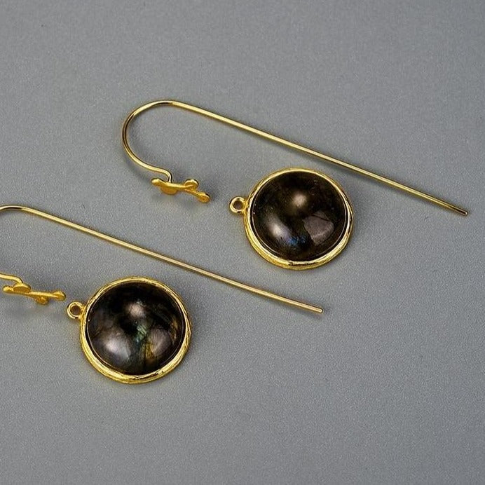 Gold Labradorite Earrings handmade