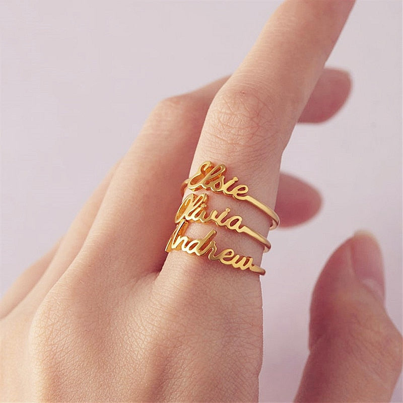 personalised custom name ring gold