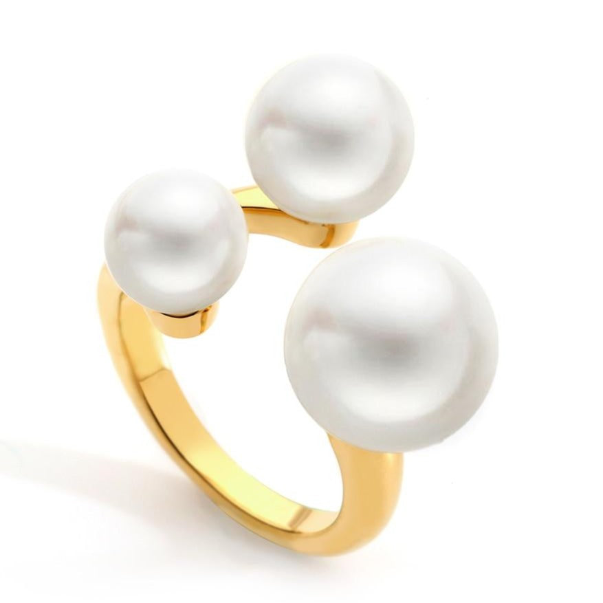 18K Gold Plated Pearl Cocktail Ring for Women