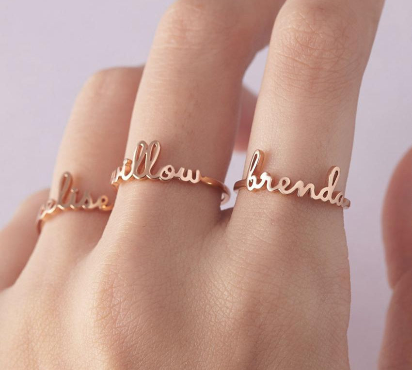 personalised custom name ring gold