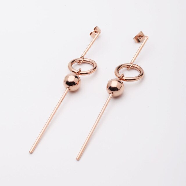 18K Gold Plated Geometric Long drop Earrings rose gold