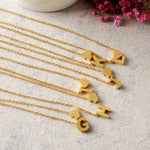 heart and initials letter alphabet necklace gold