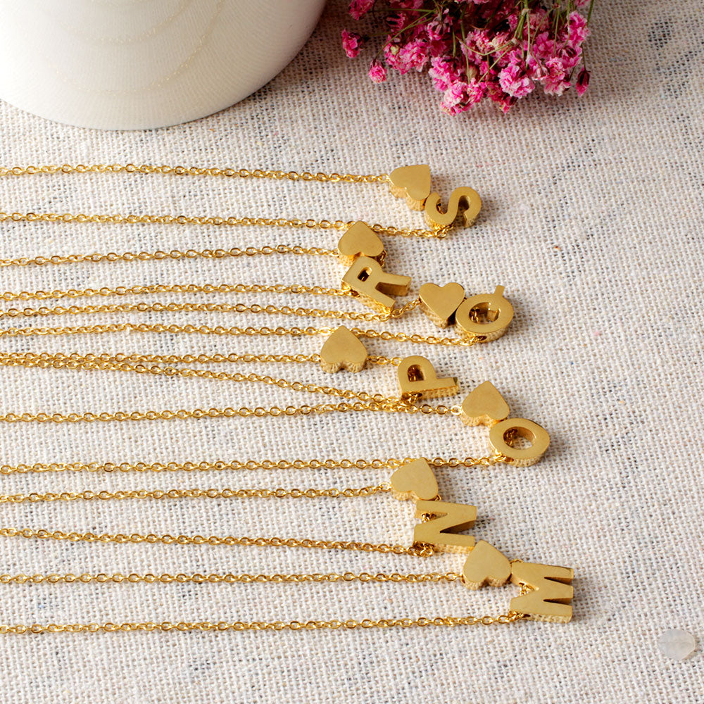 personalised heart and initials necklace 