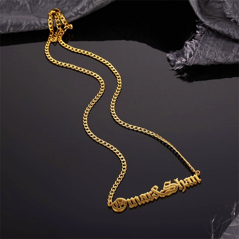 Personalised Couple Name Necklace with Cuban Chain