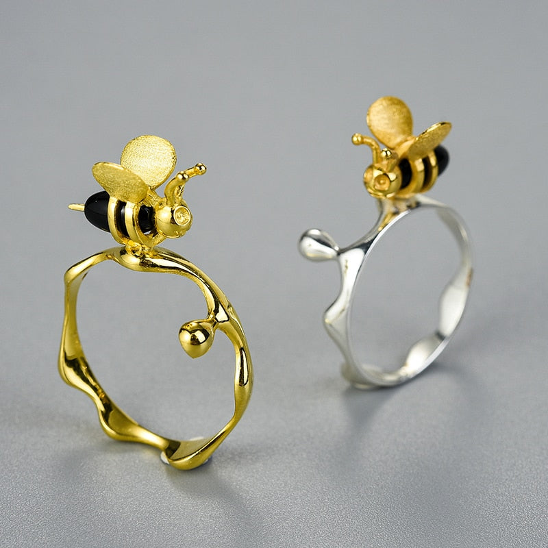 Honey Bee Ring - Gold Vermeil 925 Sterling Silver 