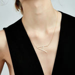 Gold Initial Letter Alphabet Pendant Choker Necklace 
