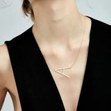 Gold Initial Letter Alphabet Pendant Choker Necklace 