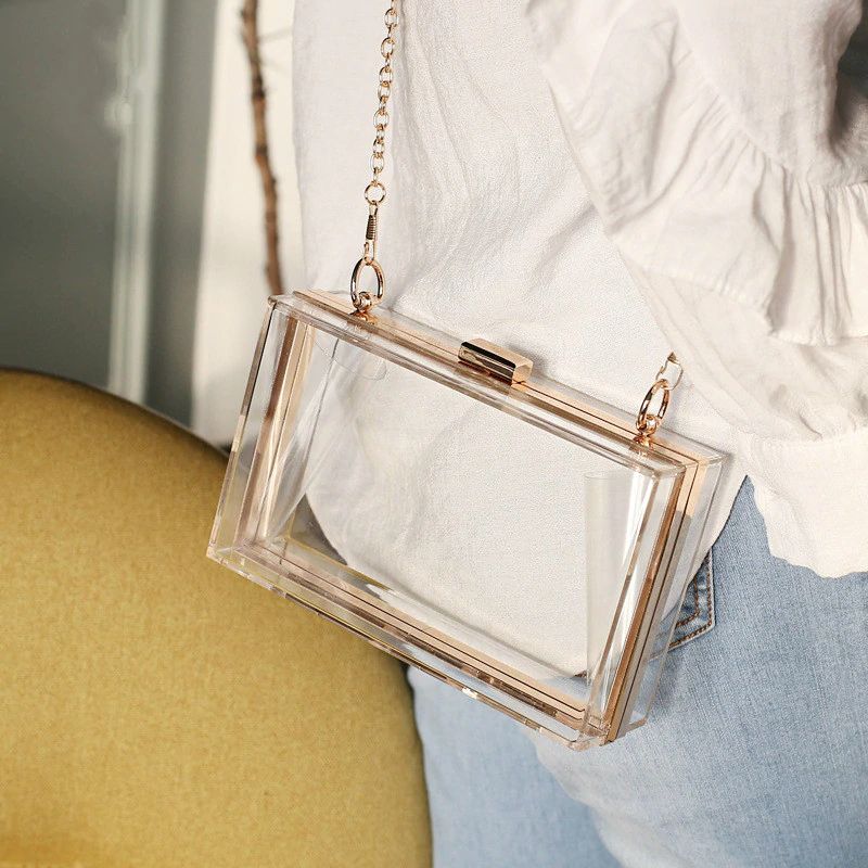 personalised acrylic clutch bag clear 