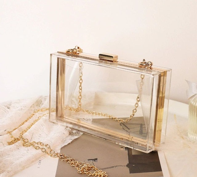 personalised custom acrylic clutch bag clear 
